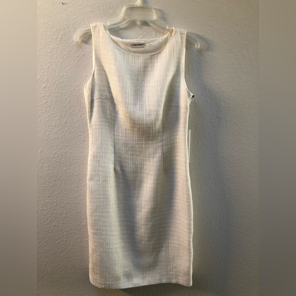 Calvin Klein White Tweed Sleeveless Dress - Picture 12 of 15